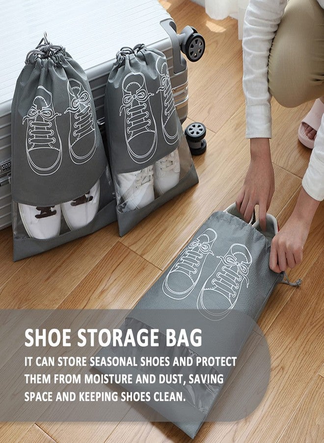 KASQUE® Transparent Window Portable Travel Dust-Proof Shoe Bags, Drawstring Dustproof, Convenient Storage, Suitable for Daily Home Storage and Travel Use (32 x 44 cm, Grey, 15) - Image 3